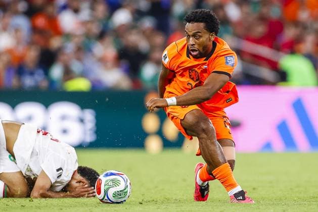 MONTERREY, 29-06-2026, Monterrey Stadium, Match between Morocco and The Netherlands during the World Cup 2026. Picture shows Netherlands player Quinten Timber , Morocco player Gessime Yassine Morocco - The Netherlands (World Cup 2026)  x204748771x Copyright: