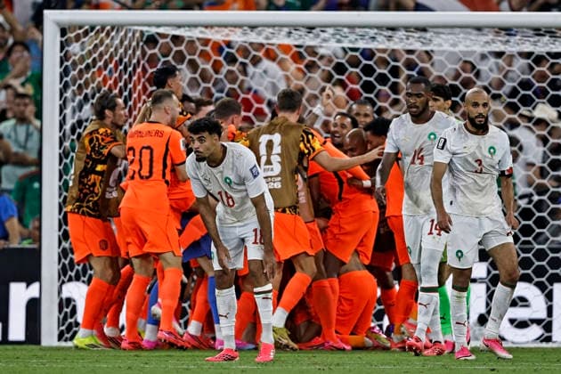 29th June 2026; Monterrey Stadium, Monterrey, Mexico; FIFA World Cup, WM, Weltmeisterschaft, Fussball Football, Netherlands versus Morocco; Chadi Riad of Morocco laments the first goal scored by Cody Gakpo of Netherlands HeulerxAndrey DiaEsportivo