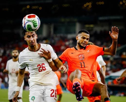 MONTERREY - (lr) Anass Salah Eddine of Morocco and Cody Gakpo of the Netherlands during the 2026 FIFA World Cup, WM, Weltmeisterschaft, Fussball knockout phase match between the Netherlands and Morocco at the Monterrey Stadium on June 29, 2026, in Monterrey, Mexico. KOEN VAN WEEL ANP FIFA World Cup 2026 - round of 32 2026 xVIxANPxSportx xxANPxIVx 562421322 originalFilename: 562421322.jpg