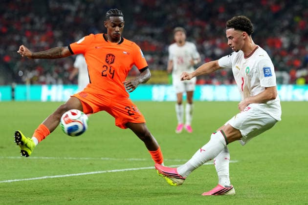 2026-06-29 Netherlands v Morocco - Round Of 32 - FIFA World Cup, WM, Weltmeisterschaft, Fussball 2026 GUADALUPE, MEXICO - FEBRUARY 1: Crysencio Summerville of Holland, Chemsdine Talbi of Morocco during the Round Of 32 - FIFA World Cup 2026 match between Netherlands and Morocco at Monterrey Stadium on February 1, 2026 in Guadalupe, Nuevo Leon. (Photo by BSR Agency) Guadalupe Mexico Content not available for redistribution in The Netherlands directly or indirectly through any third parties. Copyright: xBSRxAgencyx
