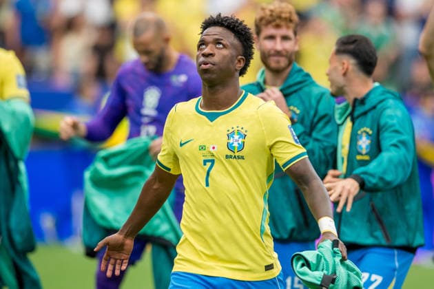 June 29, 2026: Brazil forward Vinicius Junior (7) prior to a FIFA World Cup, WM, Weltmeisterschaft, Fussball Round of 32 match between Brazil and Japan in Houston, TX. .. CSM - ZUMAc04_ 20260629_zma_c04_144 Copyright: xTraskxSmithx