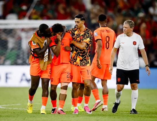 MONTERREY - Lutsharel Geertruida of the Netherlands, Quinten Timber of the Netherlands, and Tijjani Reijnders of the Netherlands look disappointed during the 2026 FIFA World Cup, WM, Weltmeisterschaft, Fussball knockout phase match between the Netherlands and Morocco at Monterrey Stadium on June 29, 2026, in Monterrey, Mexico. KOEN VAN WEEL ANP FIFA World Cup 2026 - round of 32 2026 xVIxANPxSportx xxANPxIVx 562422004 originalFilename: 562422004.jpg