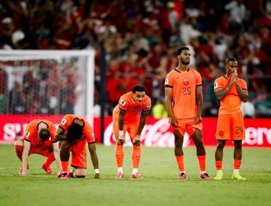 MONTERREY - Dutch players are disappointed after their elimination during the 2026 FIFA World Cup, WM, Weltmeisterschaft, Fussball knockout phase match between the Netherlands and Morocco at Monterrey Stadium on June 29, 2026, in Monterrey, Mexico. KOEN VAN WEEL ANP FIFA World Cup 2026 - round of 32 2026 xVIxANPxSportx xxANPxIVx 562422046 originalFilename: 562422046.jpg