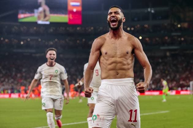 MONTERREY, 29-06-2026, Monterrey Stadium, Match between Morocco and The Netherlands during the World Cup 2026. Picture shows Morocco player Ismael Saibari celebrating the winning penalty Morocco - The Netherlands (World Cup 2026)  x204749504x Copyright: