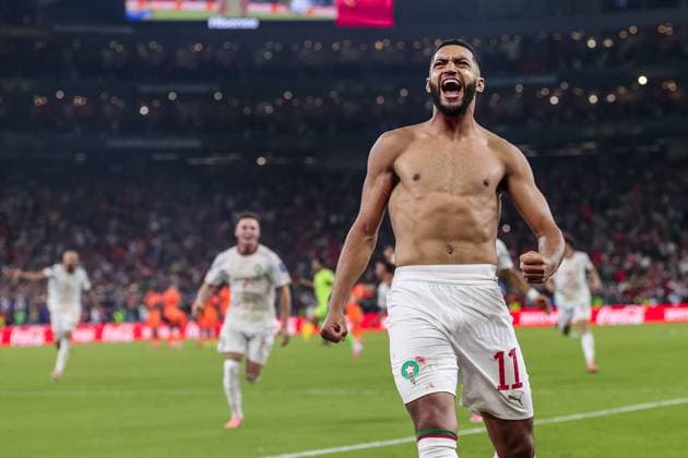 MONTERREY, 29-06-2026, Monterrey Stadium, Match between Morocco and The Netherlands during the World Cup 2026. Picture shows Morocco player Ismael Saibari celebrating the winning penalty Morocco - The Netherlands (World Cup 2026)  x204749505x Copyright: