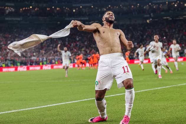 MONTERREY, 29-06-2026, Monterrey Stadium, Match between Morocco and The Netherlands during the World Cup 2026. Picture shows Morocco player Ismael Saibari celebrating the winning penalty Morocco - The Netherlands (World Cup 2026)  x204749506x Copyright: