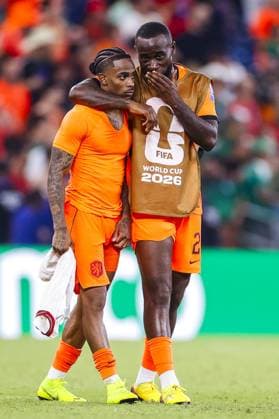 MONTERREY, 29-06-2026, Monterrey Stadium, Match between Morocco and The Netherlands during the World Cup 2026. Picture shows Netherlands player Crysencio Summerville , Netherlands player Lutsharel Geertruida disappointment Morocco - The Netherlands (World Cup 2026)  x204749519x Copyright: