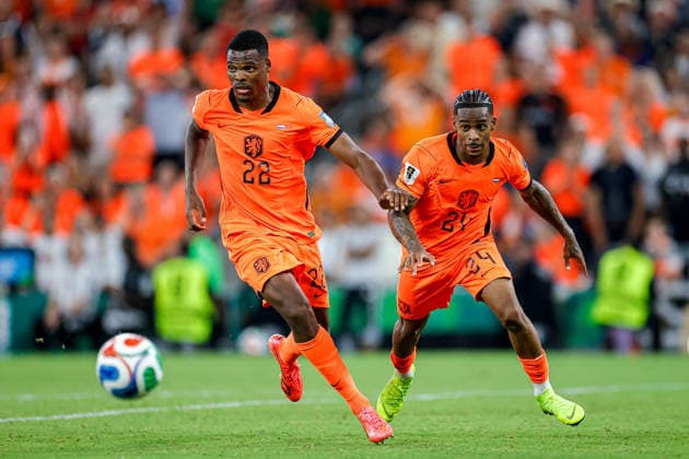 FIFA WORLD CUL 2026 NETHERLANDS VS MOROCCO FIFA World Cup, WM, Weltmeisterschaft, Fussball 2026 NETHERLANDS VS MOROCCO NETHERLANDS VS MOROCCO 29062026 MONTERREY, NUEVO LEON. Photo of Denzel Dumfries (22) and Crysencio Summerville (24) of Netherlands, during game of the FIFA World Cup 2026, held at the Estadio Monterrey of Monterrey, Nuevo Leon. Foto de Denzel Dumfries (22) y Crysencio Summerville (24) de Paises Bajos, durante juego de la Copa del Mundo 2026 de la FIFA, celebrado en el Estadio Monterrey de Monterrey Nuevo Leon. PHOTO BY IMAGENSHOP AGENCIA FOTOGRAFICA MONTERREY NUEVO LEON MEXICO *** FIFA WORLD CUP 2026 NETHERLANDS VS. MOROCCO FIFA WORLD CUP 2026 NETHERLANDS VS. MOROCCO NETHERLANDS VS. MOROCCO 06 29 2026 MONTERREY, NUEVO LEON Photo of Denzel Dumfries, 22, and Crysencio Summerville, 24, of the Netherlands, during a match of the 2026 FIFA World Cup, held at the Estadio Monterrey in Monterrey, Nuevo León Photo of Denzel Dumfries (22) and Crysencio Summerville (24) of the Netherlands, during a match of the 2026 FIFA World Cup, held at the Estadio Monterrey in Monterrey, Nuevo León. PHOTO BY IMAGENSHOP PHOTO AGENCY MONTERREY, NUEVO LEÓN, MEXICO Copyright: xYOALIxMARTINEZx