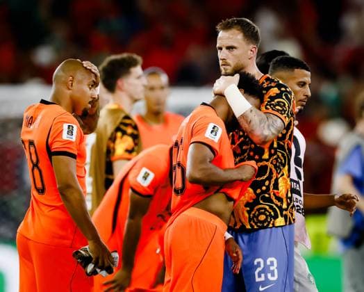 MONTERREY - Dutch players are disappointed after their elimination during the 2026 FIFA World Cup, WM, Weltmeisterschaft, Fussball knockout phase match between the Netherlands and Morocco at Monterrey Stadium on June 29, 2026, in Monterrey, Mexico. KOEN VAN WEEL ANP FIFA World Cup 2026 - round of 32 2026 xVIxANPxSportx xxANPxIVx 562422724 originalFilename: 562422724.jpg