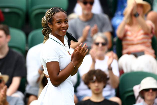 Tyra Caterina Grant celebrates victory in her first round match Wimbledon Tennis Championships, Day 2, The All England Lawn Tennis and Croquet Club, London, UK - 30 Jun 2026London The All England Lawn Tennis and United Kingdom  Copyright: xJamesxMarsh Shutterstockx 16964208at