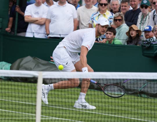 Tennis - 2026 Wimbledon Championships - Day Two (Week One) - All England Lawn Tennis & Croquet Club, London - Tuesday 30th June 2026 Men™s Singles, First Round: Yannick Hanfmann (GER) vs.Giovanni Mpetshi Perricard (FRA) Yannick Hanfmann COLORSPORT ANDREW COWIE 