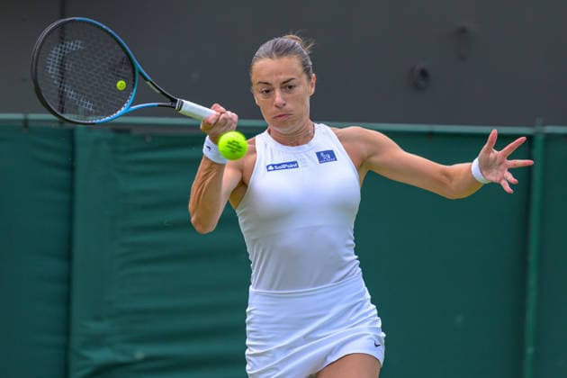 Day Two: The Championships - Wimbledon 2026 LONDON, ENGLAND JUNE 30 - Lina Gjorcheska of North Macedonia during Ladies Single First Round at The Wimbledon Lawn Tennis Championship at Wimbledon on June 30, 2026 in London, England. (Photo by Keeran Marquis)  Copyright: xKeeranxMarquis Fotoarena SPPx Sportspressphoto_SPR180870