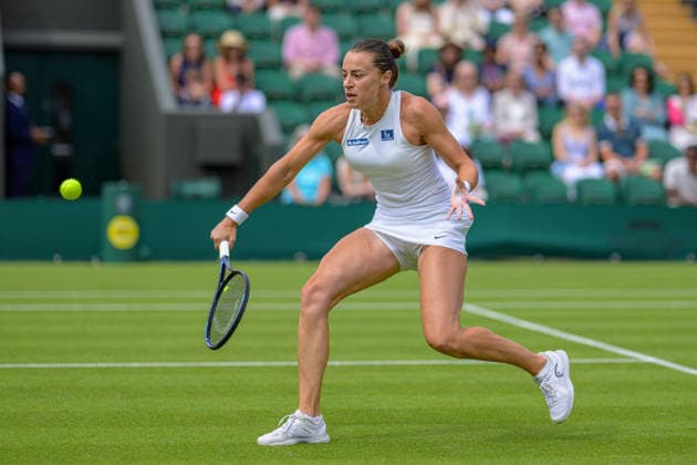 Day Two: The Championships - Wimbledon 2026 LONDON, ENGLAND JUNE 30 - Lina Gjorcheska of North Macedonia during Ladies Single First Round at The Wimbledon Lawn Tennis Championship at Wimbledon on June 30, 2026 in London, England. (Photo by Keeran Marquis)  Copyright: xKeeranxMarquis Fotoarena SPPx Sportspressphoto_SPR180879