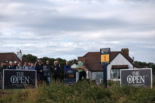 RECORD DATE NOT STATED 30th June 2026; The West Lancashire Golf Club, Liverpool, England; The Open Golf Championship Final Qualifying; Adri Arnaus (ESP) plays from the tee at the first hole DavidxBlunsden