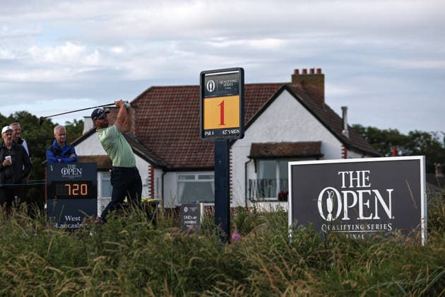 RECORD DATE NOT STATED 30th June 2026; The West Lancashire Golf Club, Liverpool, England; The Open Golf Championship Final Qualifying; Adri Arnaus (ESP) plays from the tee at the first hole DavidxBlunsden