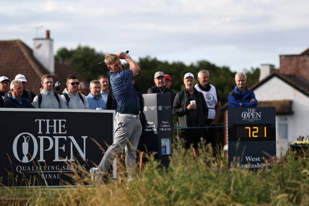 RECORD DATE NOT STATED 30th June 2026; The West Lancashire Golf Club, Liverpool, England; The Open Golf Championship Final Qualifying; Jason Renton (a) plays from The tee at the first hole DavidxBlunsden