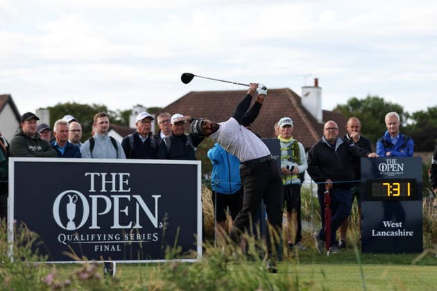 RECORD DATE NOT STATED 30th June 2026; The West Lancashire Golf Club, Liverpool, England; The Open Golf Championship Final Qualifying; Septak Talwar (IND) plays from the tee at the first hole DavidxBlunsden