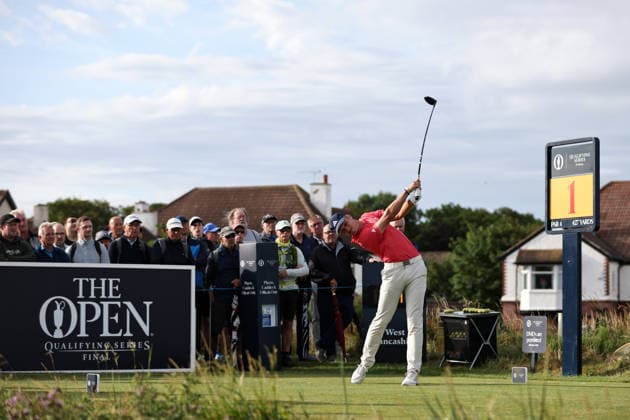 RECORD DATE NOT STATED 30th June 2026; The West Lancashire Golf Club, Liverpool, England; The Open Golf Championship Final Qualifying; Tiger Christensen (a) (GER) plays from the first tee DavidxBlunsden