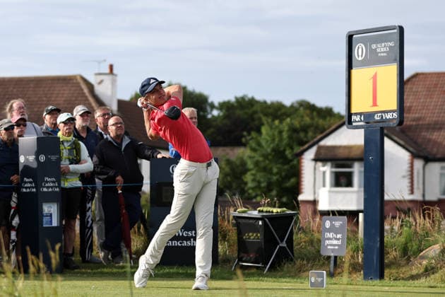 RECORD DATE NOT STATED 30th June 2026; The West Lancashire Golf Club, Liverpool, England; The Open Golf Championship Final Qualifying; Tiger Christensen (a) (GER) plays from the first tee DavidxBlunsden