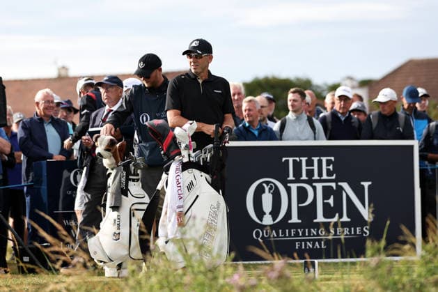 RECORD DATE NOT STATED 30th June 2026; The West Lancashire Golf Club, Liverpool, England; The Open Golf Championship Final Qualifying; Sergio Garcia (ESP) prepares to play from the first tee DavidxBlunsden