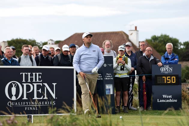 RECORD DATE NOT STATED 30th June 2026; The West Lancashire Golf Club, Liverpool, England; The Open Golf Championship Final Qualifying; Marcus Armitage (ENG) plays from the first tee DavidxBlunsden