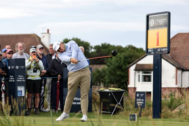 RECORD DATE NOT STATED 30th June 2026; The West Lancashire Golf Club, Liverpool, England; The Open Golf Championship Final Qualifying; Marcus Armitage (ENG) plays from the first tee DavidxBlunsden