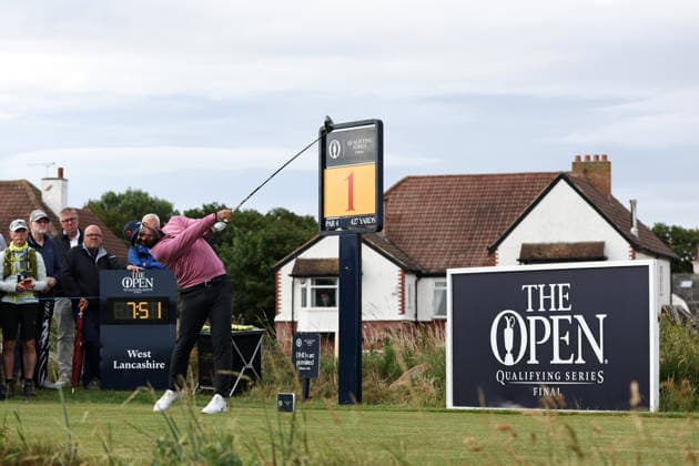 RECORD DATE NOT STATED 30th June 2026; The West Lancashire Golf Club, Liverpool, England; The Open Golf Championship Final Qualifying; Shubhankar Sharma (IND) plays from the first tee DavidxBlunsden