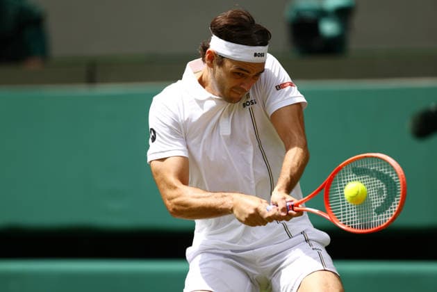 Taylor Fritz during his first round match Wimbledon Tennis Championships, Day 2, The All England Lawn Tennis and Croquet Club, London, UK - 30 Jun 2026London The All England Lawn Tennis and United Kingdom  Copyright: xJamesxMarsh Shutterstockx 16964208bw