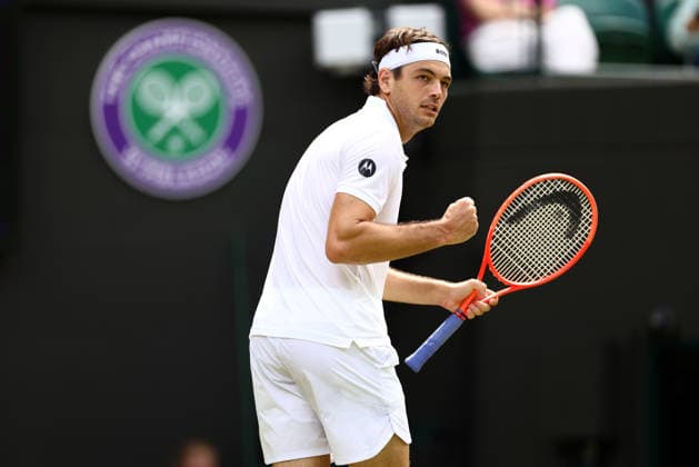 Taylor Fritz celebrates during his first round match Wimbledon Tennis Championships, Day 2, The All England Lawn Tennis and Croquet Club, London, UK - 30 Jun 2026London The All England Lawn Tennis and United Kingdom  Copyright: xJamesxMarsh Shutterstockx 16964208cn