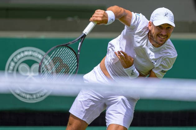 Day Two: The Championships - Wimbledon 2026 LONDON, ENGLAND JUNE 30 - Dusan Lajovic of Serbia during Gentlemen s Single First Round at The Wimbledon Lawn Tennis Championship at Wimbledon on June 30, 2026 in London, England. (Photo by Keeran Marquis)  Copyright: xKeeranxMarquis Fotoarena SPPx Sportspressphoto_SPR180897