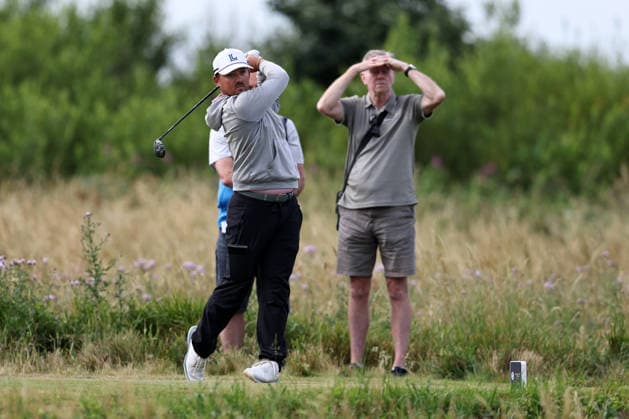 RECORD DATE NOT STATED 30th June 2026; The West Lancashire Golf Club, Liverpool, England; The Open Golf Championship Final Qualifying; Charles Huntzinger (USA) plays from the tee at the fourth hole DavidxBlunsden