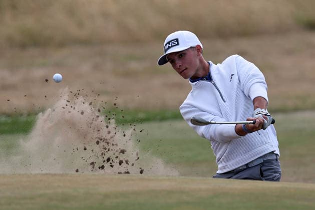 RECORD DATE NOT STATED 30th June 2026; The West Lancashire Golf Club, Liverpool, England; The Open Golf Championship Final Qualifying; Joseph Dodd-Berry (a) ENG plays from the sand at the third green DavidxBlunsden