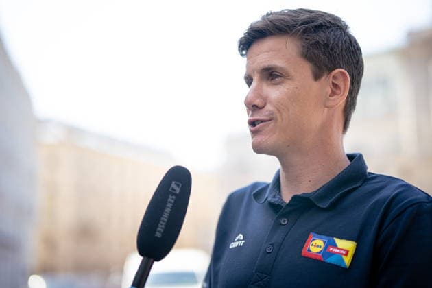 30.06.2026, Cafe Landmann, Wien, AUT, Lidl Tour of Austria 2026, PK Wien, im Bild Patrick Konrad, Team Lidl - Trek, Patrick Konrad, Team Lidl - Trek during the regional press conference, PK, Pressekonferenz in Vienna ahead of the 2026 Lidl Tour of Austria. Cafe Landmann in Wien, Austria on. Foto:Eibner-Pressefoto Bruns Wien *** June 30, 2026, Cafe Landmann, Vienna, Austria, Lidl Tour of Austria 2026, Press Conference in Vienna; pictured: Patrick Konrad, Team Lidl Trek; Patrick Konrad, Team Lidl Trek, during the regional press conference in Vienna ahead of the 2026 Lidl Tour of Austria at Cafe Landmann in Vienna, Austria; Photo: Eibner; Press Photo: Bruns Vienna  EP_EER