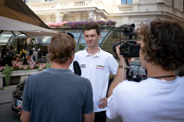 30.06.2026, Cafe Landmann, Wien, AUT, Lidl Tour of Austria 2026, PK Wien, im Bild Philipp Hofbauer, Team Vorarlberg, Philipp Hofbauer, Team Vorarlberg during the regional press conference, PK, Pressekonferenz in Vienna ahead of the 2026 Lidl Tour of Austria. Cafe Landmann in Wien, Austria on. Foto:Eibner-Pressefoto Bruns Wien *** June 30, 2026, Cafe Landmann, Vienna, Austria, Lidl Tour of Austria 2026, Vienna Press Conference, pictured: Philipp Hofbauer, Team Vorarlberg, Philipp Hofbauer, Team Vorarlberg, during the regional press conference in Vienna ahead of the 2026 Lidl Tour of Austria at Cafe Landmann in Vienna, Austria. Photo: Eibner, Press Photo: Bruns Vienna  EP_EER