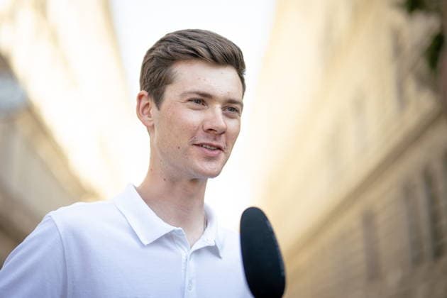 30.06.2026, Cafe Landmann, Wien, AUT, Lidl Tour of Austria 2026, PK Wien, im Bild Philipp Hofbauer, Team Vorarlberg, Philipp Hofbauer, Team Vorarlberg during the regional press conference, PK, Pressekonferenz in Vienna ahead of the 2026 Lidl Tour of Austria. Cafe Landmann in Wien, Austria on. Foto:Eibner-Pressefoto Bruns Wien *** June 30, 2026, Cafe Landmann, Vienna, Austria, Lidl Tour of Austria 2026, Vienna Press Conference, pictured: Philipp Hofbauer, Team Vorarlberg, Philipp Hofbauer, Team Vorarlberg, during the regional press conference in Vienna ahead of the 2026 Lidl Tour of Austria at Cafe Landmann in Vienna, Austria. Photo: Eibner, Press Photo: Bruns Vienna  EP_EER