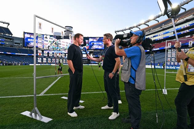 Fussball, Länderspiel, Herren, FIFA World Cup, WM, Weltmeisterschaft, Fussball 2026, Fussball-Weltmeisterschaft, USA, Sechzehntelfinale, Gilette Stadium Boston: Deutschland - Paraguay 3:4 n.E.; Bundestrainer Julian Nagelsmann (GER) beim Interview. *** Soccer, International Match, Men s, 2026 FIFA World Cup, Soccer World Cup, USA, Round of 32, Gilette Stadium, Boston: Germany 3, Paraguay 4 (a.e.t.)—German national team coach Julian Nagelsmann (GER) during an interview