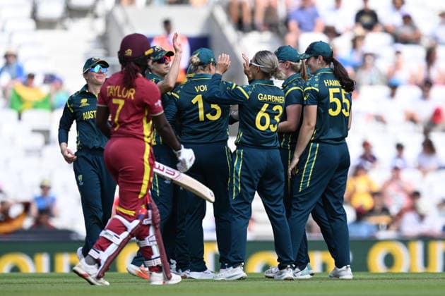 Australia Women v West Indies Women, ICC Women s T20 World Cup, Semi-Final Wicket - Ashleigh Gardner of Australia celebrates taking the wicket of Stefanie Taylor of West Indies during the ICC Women s T20 World Cup semi final match between Australia Women and West Indies Women at the Oval, London, UK on 30 June 2026. London Oval London UK Editorial use only , Copyright: xGrahamxHuntx PSI-24453-0034