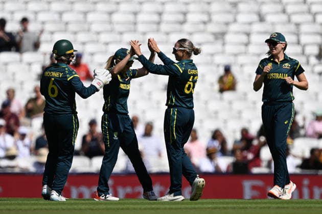 Australia Women v West Indies Women, ICC Women s T20 World Cup, Semi-Final Wicket - Ashleigh Gardner of Australia celebrates taking the wicket of Jahzara Claxton of West Indies during the ICC Women s T20 World Cup semi final match between Australia Women and West Indies Women at the Oval, London, UK on 30 June 2026. London Oval London UK Editorial use only , Copyright: xGrahamxHuntx PSI-24453-0035