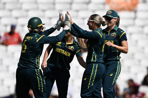 Australia Women v West Indies Women, ICC Women s T20 World Cup, Semi-Final Wicket - Ashleigh Gardner of Australia celebrates taking the wicket of Jahzara Claxton of West Indies during the ICC Women s T20 World Cup semi final match between Australia Women and West Indies Women at the Oval, London, UK on 30 June 2026. London Oval London UK Editorial use only , Copyright: xGrahamxHuntx PSI-24453-0037