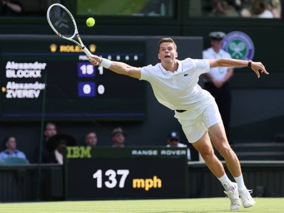 Belgian Alexander Blockx pictured in action during a first round game between Belgian Blockx and German Zverev in the Men s singles at the Wimbledon grand slam tennis tournament in London, Britain, Tuesday 30 June 2026. BENOITxDOPPAGNE  x180012412x