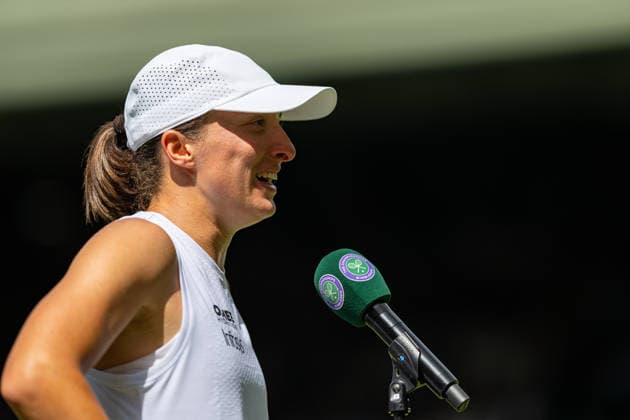 Tennis - Wimbledon Championship 2026 - Day 2 LONDON, ENGLAND - Tuesday, June 30, 2026: Iga ÅöwiÄÖtek (POL) after winning the Ladies Singles First Round match on Day Two of The Championships Wimbledon 2026 at the All England Lawn Tennis and Croquet Club. (Photo by Kirsten Holst Propaganda) LONDON All England Lawn Tennis and Croquet Club GREATER LONDON ENGLAND  Copyright: xKirstenxHolstx 2026-06-30-026-Wimbledon_D2