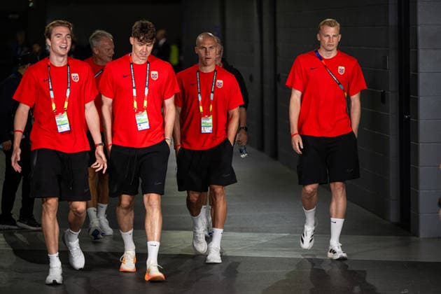260630 Players of Norway ahead of the FIFA World Cup, WM, Weltmeisterschaft, Fussball 2026 round of 32 football match between CÃ te d Ivoire and Norway on June 30, 2026 in Dallas. Photo: Jon Olav Nesvold BILDBYRAN COP 217 VG0975 bbeng fotboll football soccer fotball vm fotbolls-vm fotball-vm fotbolls-vm 2026 fifa world cup 2026 16-delsfinale round of 32 arlington texas norge norway elfenbenskusten elfenbenskysten ivory coast *** June 30, 2026: Players from Norway ahead of the 2026 FIFA World Cup Round of 32 soccer match between Côte d Ivoire and Norway on June 30, 2026 in Dallas. Photo by Jon Olav Nesvold. BILDBYRAN COP 217 VG0975 bbeng soccer football fotball World Cup 2026 FIFA World Cup 2026 Round of 16 of 32 Arlington, Texas Norway Ivory Coast  Copyright: JONxOLAVxNESVOLD BB260630JE011