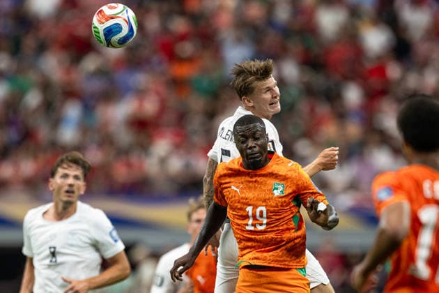 260630 David Moller Wolfe of Norway and Nicolas Pepe of CÃ te d Ivoire during the FIFA World Cup, WM, Weltmeisterschaft, Fussball 2026 round of 32 football match between CÃ te d Ivoire and Norway on June 30, 2026 in Dallas. Photo: Vegard Grott BILDBYRAN kod VG VG0975 bbeng fotboll football soccer fotball vm fotbolls-vm fotball-vm fotbolls-vm 2026 fifa world cup 2026 16-delsfinale round of 32 arlington texas norge norway elfenbenskusten elfenbenskysten ivory coast *** June 30, 2026: David Moller Wolfe of Norway and Nicolas Pepe of Côte d Ivoire during the 2026 FIFA World Cup Round of 32 soccer match between Côte d Ivoire and Norway on June 30, 2026 in Dallas. Photo by Vegard Grott, BILDBYRAN. Code: VG VG0975 bbeng soccer football fotball World Cup 2026 FIFA World Cup 2026 Round of 32 Arlington, Texas; Norway; Ivory Coast  Copyright: VEGARDxGRoTT BB260630VG026