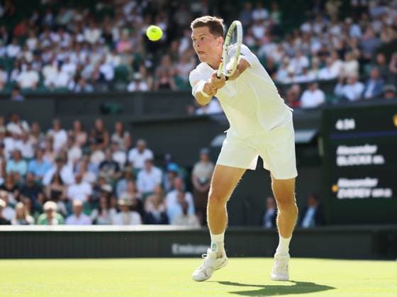 Belgian Alexander Blockx pictured in action during a first round game between Belgian Blockx and German Zverev in the Men s singles at the Wimbledon grand slam tennis tournament in London, Britain, Tuesday 30 June 2026. BENOITxDOPPAGNE  x180025959x
