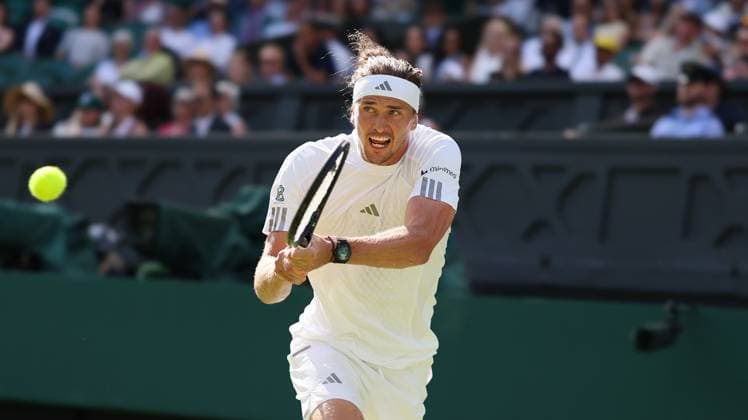 German Alexander Zverev pictured in action during a first round game between Belgian Blockx and German Zverev in the Men s singles at the Wimbledon grand slam tennis tournament in London, Britain, Tuesday 30 June 2026. BENOITxDOPPAGNE  x180025964x