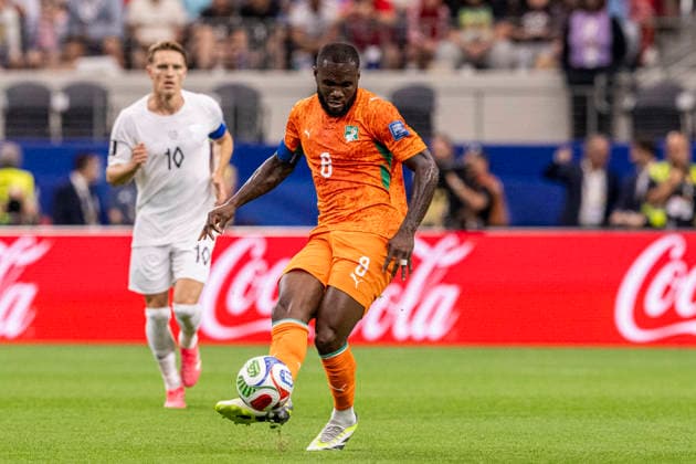 Franck Kessie of Ivory Coast passes the ball during a match between Ivory Coast and Norway for the 2026 World Cup, held at Dallas Stadium in Dallas, United States. Richard Callis Fotoarena (Richard Callis SPP)  Copyright: xRichardxCallisx xSPPx spp-en-RiCa-2975200