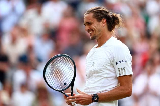 Alexander Zverev celebrates victory in his first round match Wimbledon Tennis Championships, Day 2, The All England Lawn Tennis and Croquet Club, London, UK - 30 Jun 2026London The All England Lawn Tennis and United Kingdom  Copyright: xJamesxMarsh Shutterstockx 16964208eb