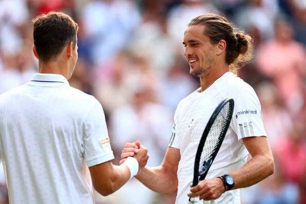 Alexander Zverev celebrates victory in his first round match against Alexander Blockx Wimbledon Tennis Championships, Day 2, The All England Lawn Tennis and Croquet Club, London, UK - 30 Jun 2026London The All England Lawn Tennis and United Kingdom  Copyright: xJamesxMarsh Shutterstockx 16964208eg