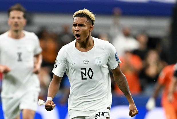 (260701) -- DALLAS, July 1, 2026 -- Antonio Nusa of Norway celebrates after scoring during the round of 32 match between Cote d Ivoire and Norway at the 2026 FIFA World Cup, WM, Weltmeisterschaft, Fussball at Dallas Stadium in Dallas, the United States, June 30, 2026. ) (SP)U.S.-DALLAS-FOOTBALL-FIFA WORLD CUP-ROUND OF 32-CIV VS NOR ChengxMin 