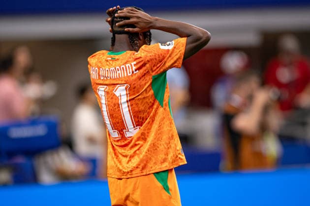 Ivory Coast vs. Norway DALLAS, TX - 30.06.2026: IVORY COAST VS. NORWAY - Yan Diomande of Ivory Coast gestures during the 2026 FIFA World Cup, WM, Weltmeisterschaft, Fussball match between Ivory Coast and Norway at Dallas Stadium in Arlington, Texas, United States, on June 30, 2026. (Photo by Riquelve Nata Sports Press Photo) (Riquelve Nata Sports Press Photo SPP) (Photo: Daniel Cymbalista Fotoarena) x2975288x  DanielxCymbalista